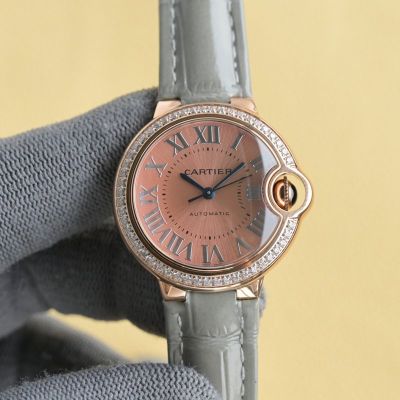 Cartier 18K Gold 28/33/36MM for Your Choice Imported Movement Pink/White Dial Watch
